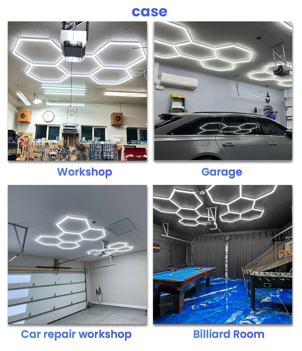 LED Hexagonal Garage Light, 168W, 6500K Three-Stop Switch Adjustable Brightness