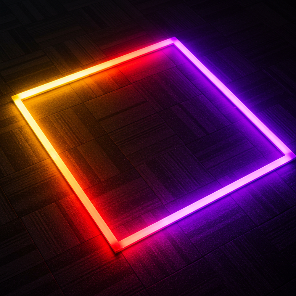 RGB LED Square Frame Ceiling Light Fixture, 4-Bar Design