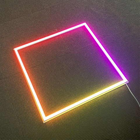 RGB LED Square Frame Ceiling Light Fixture, 4-Bar Design
