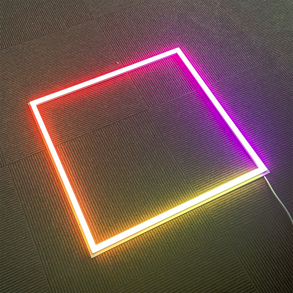 RGB LED Square Frame Ceiling Light Fixture, 4-Bar Design