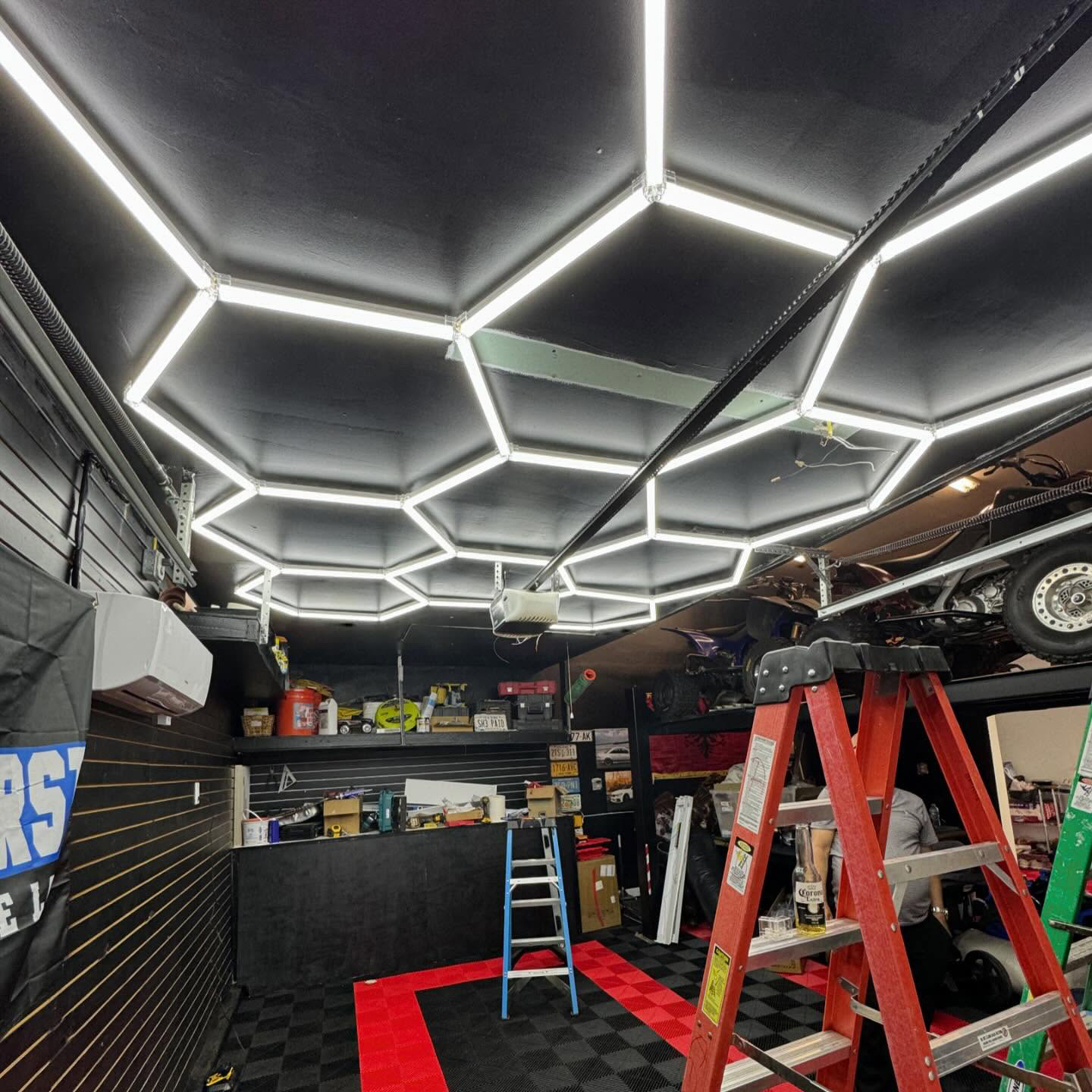 Garage LED Honeycomb Ceiling Car Detailing Studio Lights