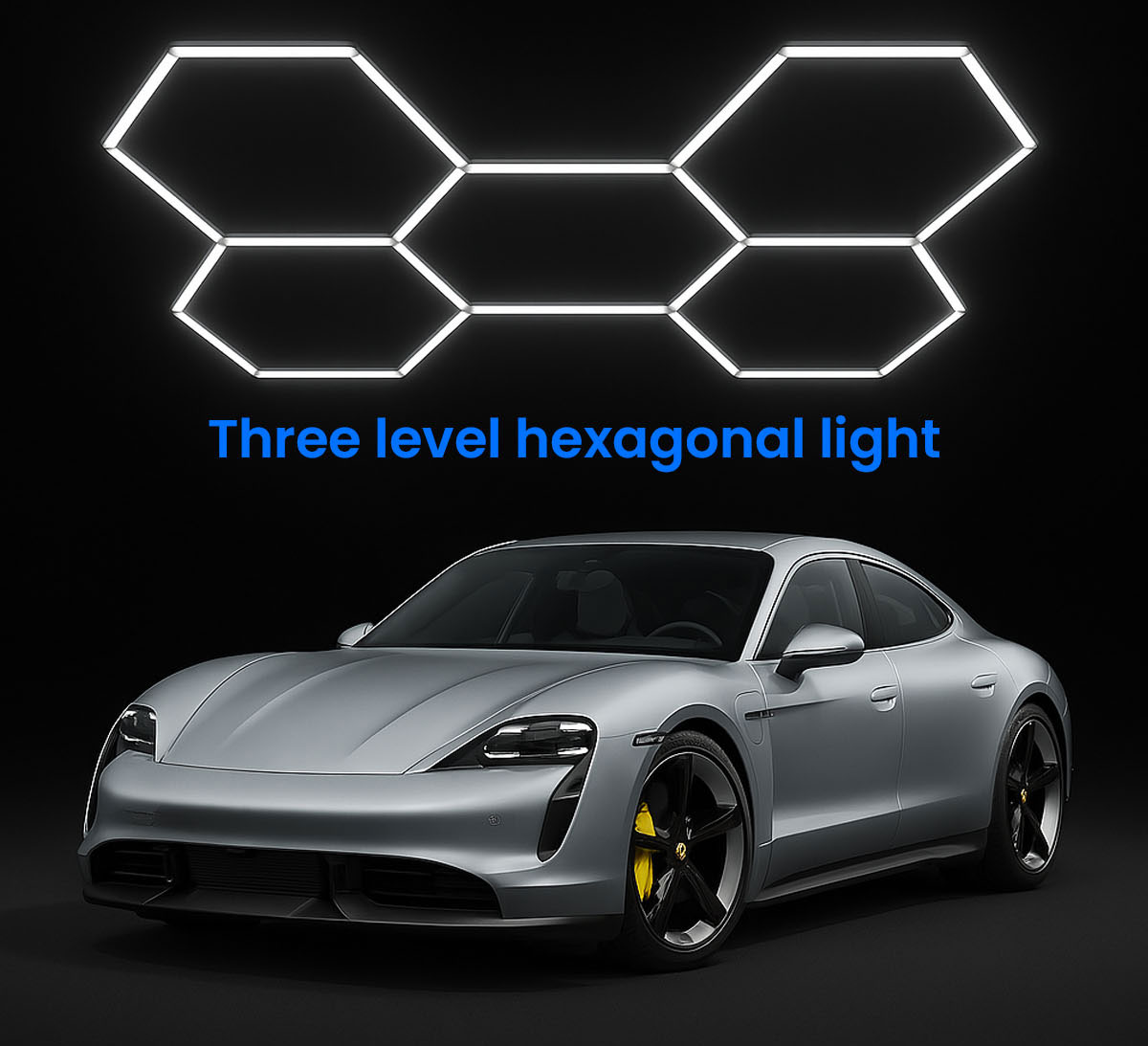 LED Hexagonal Garage Light, 168W, 6500K Three-Stop Switch Adjustable Brightness